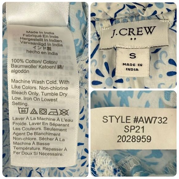 J.Crew Sleeveless Tiered Tassel Cover-Up in White Blue Mixed Print | Small - Picture 8 of 8